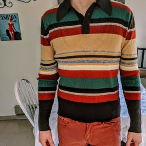 1960's Vintage Striped long sleeve polo Shirt